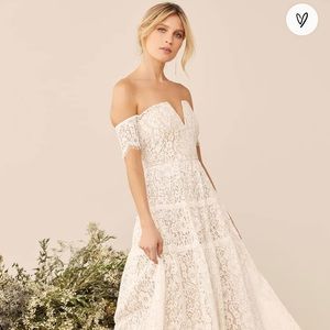 Lulus Lace Off The Shoulder MIDI Dress